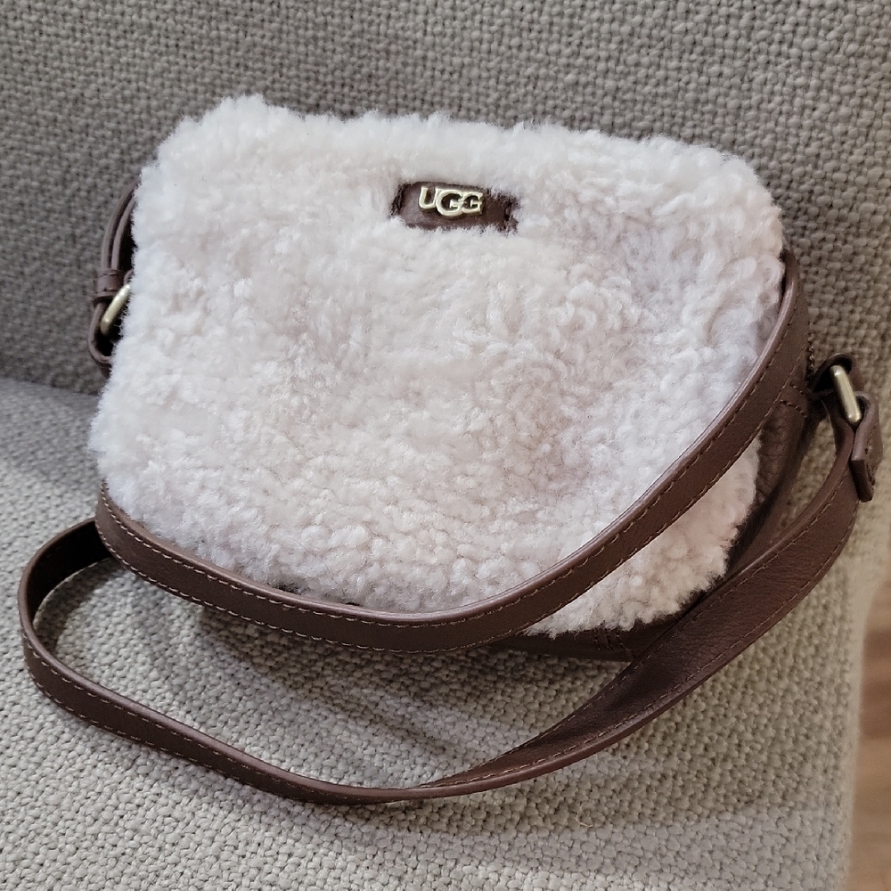UGG Faux Sherpa & Leather Crossbody Bag